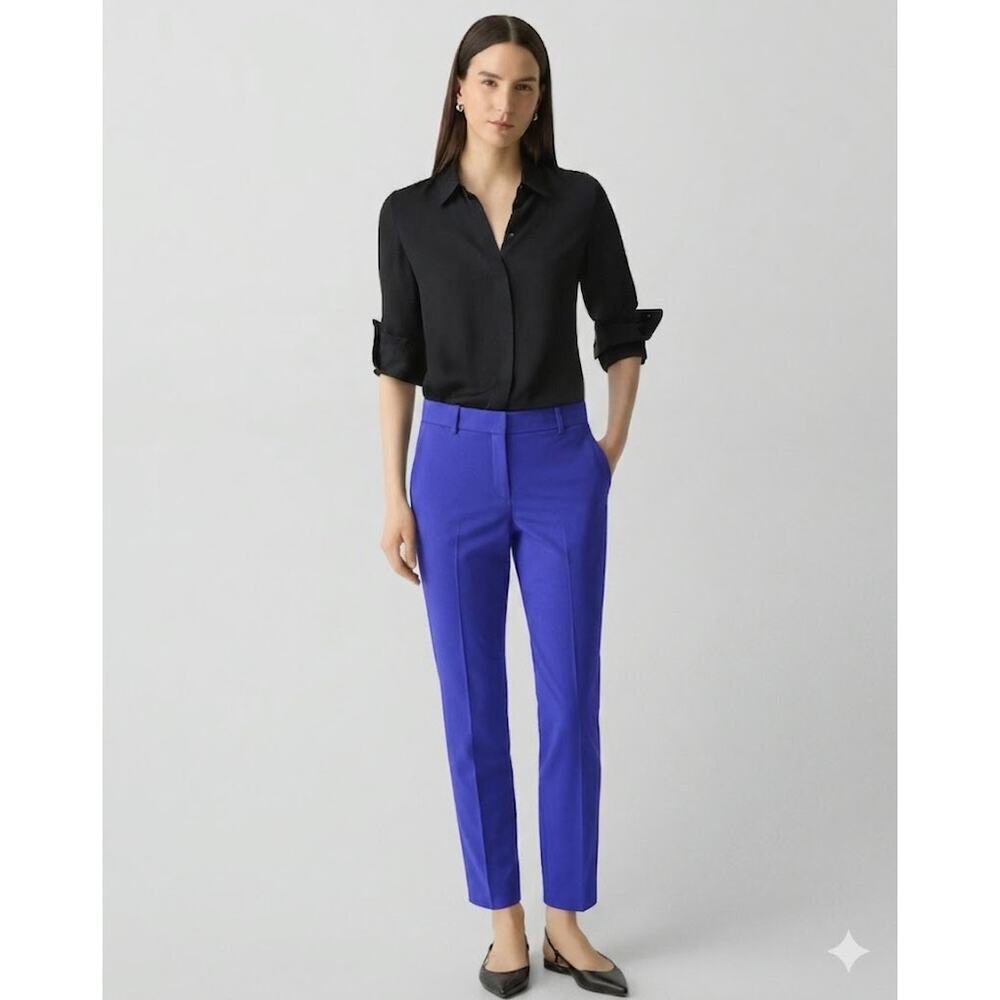 Vibrant Violet Purple Theory Treeca 2 Suiting Wool Pants 14 Cropped Trouser